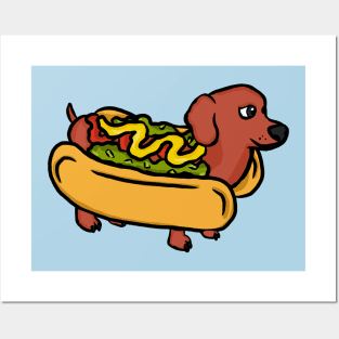 Dachshund in Hot Dog Costume Posters and Art